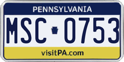 PA license plate MSC0753