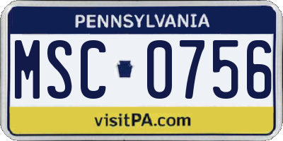 PA license plate MSC0756