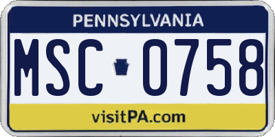 PA license plate MSC0758