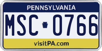 PA license plate MSC0766