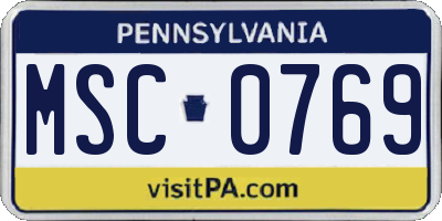 PA license plate MSC0769