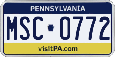PA license plate MSC0772