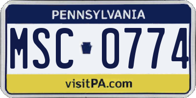PA license plate MSC0774