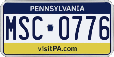 PA license plate MSC0776