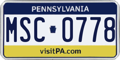 PA license plate MSC0778