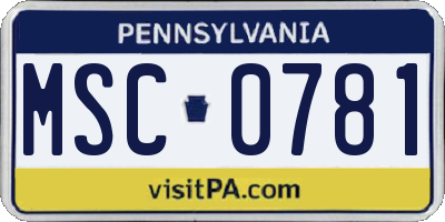 PA license plate MSC0781
