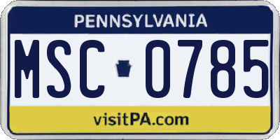 PA license plate MSC0785