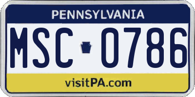PA license plate MSC0786