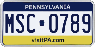 PA license plate MSC0789