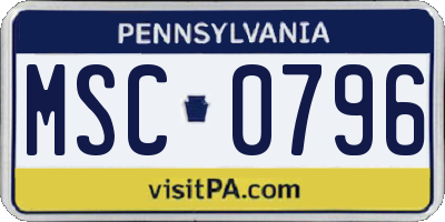PA license plate MSC0796