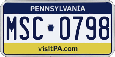PA license plate MSC0798