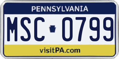 PA license plate MSC0799