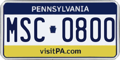 PA license plate MSC0800