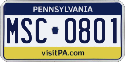PA license plate MSC0801