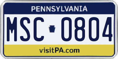 PA license plate MSC0804
