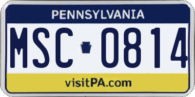 PA license plate MSC0814