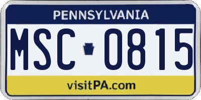 PA license plate MSC0815