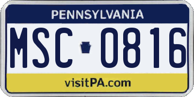 PA license plate MSC0816