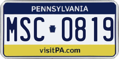PA license plate MSC0819