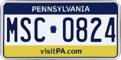 PA license plate MSC0824