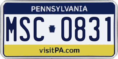 PA license plate MSC0831