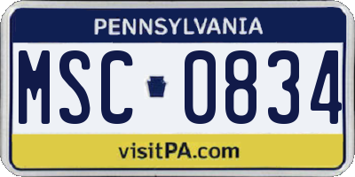PA license plate MSC0834