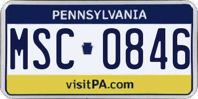 PA license plate MSC0846