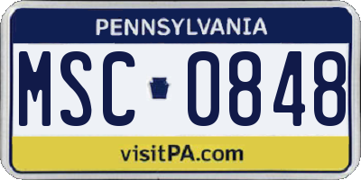 PA license plate MSC0848