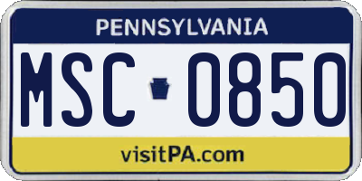 PA license plate MSC0850