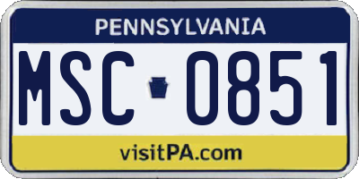 PA license plate MSC0851