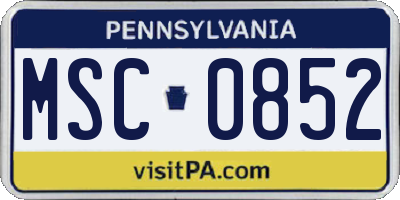 PA license plate MSC0852
