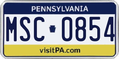 PA license plate MSC0854