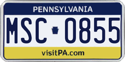 PA license plate MSC0855