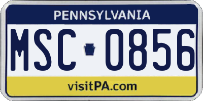 PA license plate MSC0856