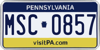 PA license plate MSC0857
