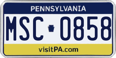 PA license plate MSC0858