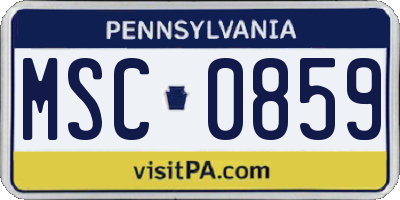 PA license plate MSC0859