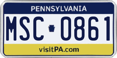 PA license plate MSC0861