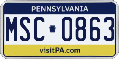 PA license plate MSC0863