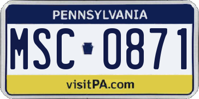 PA license plate MSC0871