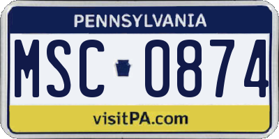 PA license plate MSC0874