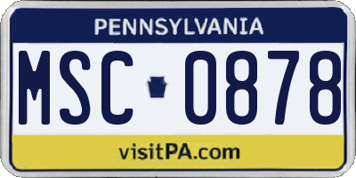 PA license plate MSC0878