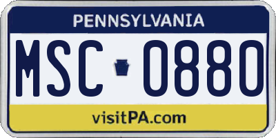 PA license plate MSC0880