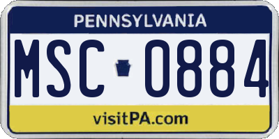 PA license plate MSC0884
