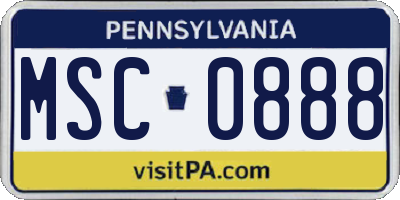 PA license plate MSC0888