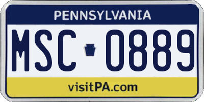 PA license plate MSC0889