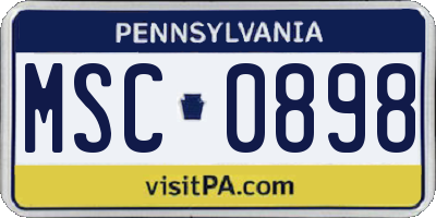 PA license plate MSC0898
