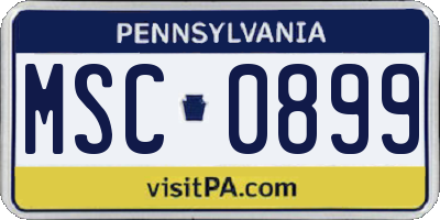 PA license plate MSC0899