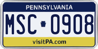 PA license plate MSC0908