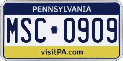 PA license plate MSC0909